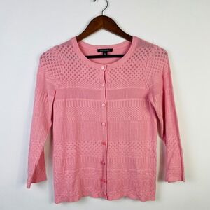 Roz & Ali Y2K Knit Cardigan Sweater Button Front Lightweight Pink XS‎